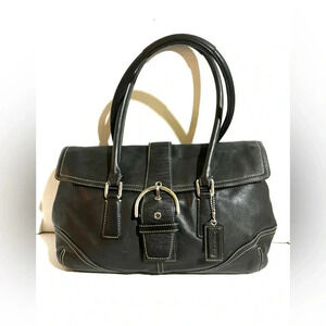 Coach vintage black leather shoulder handbag